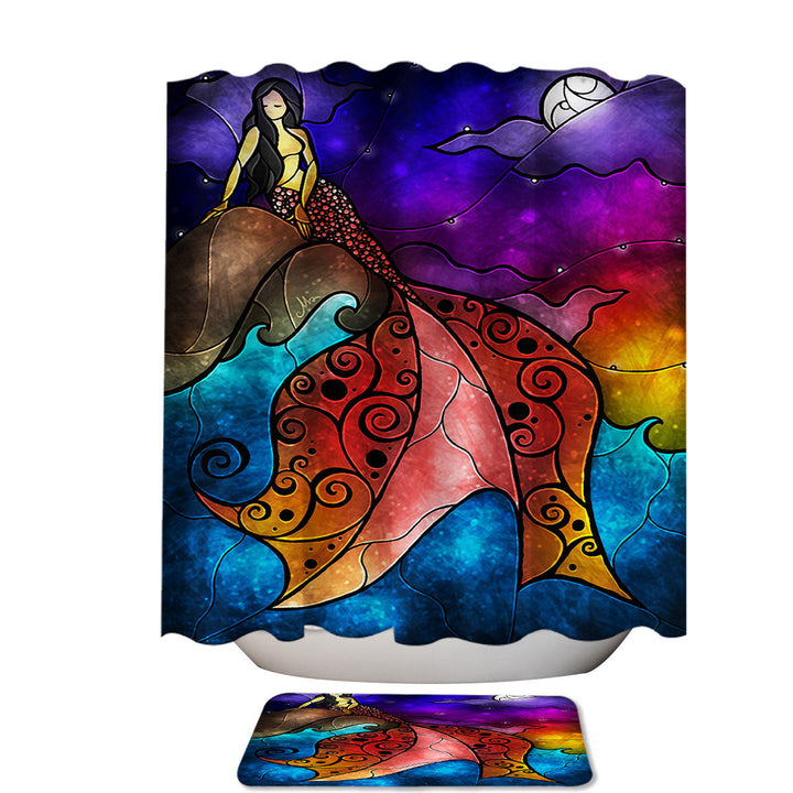 Stained Glass Ocean Fairy Tale The Little Mermaid Shower Curtains