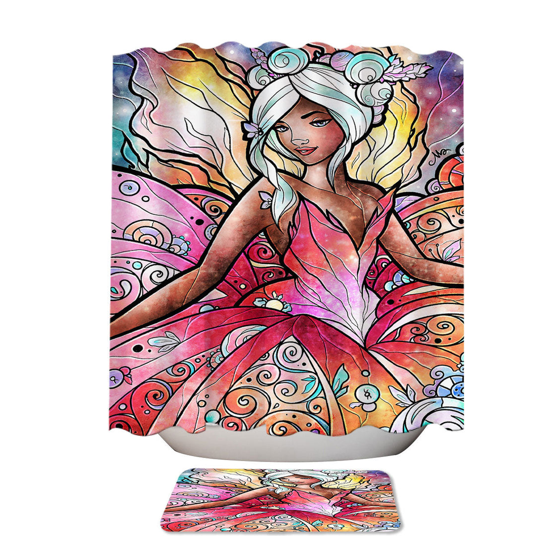 Stained Glass Pinkish Art the Sugar Plum Fairy Cool Shower Curtains