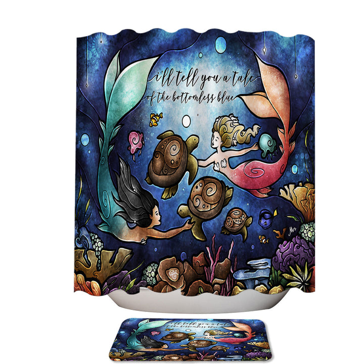 Stained Glass Sea Storytime Turtles and Mermaids Shower Curtains