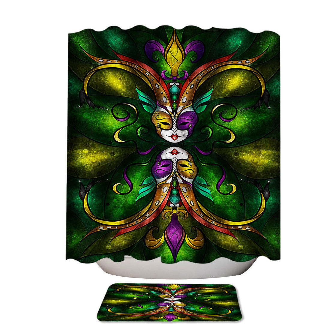 Stained Glass Topsy Turvy Art the Jester Shower Curtains