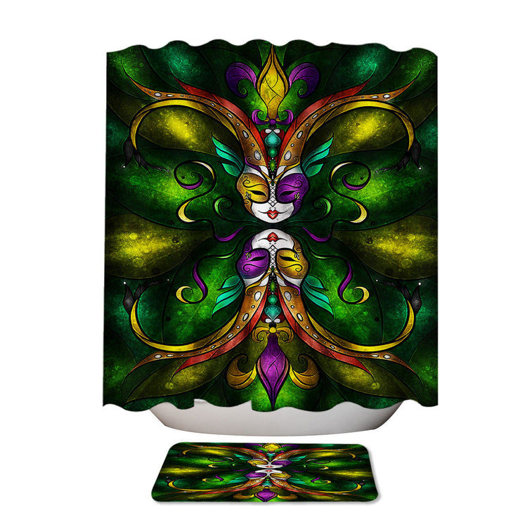 Stained Glass Topsy Turvy Art the Jester Shower Curtains