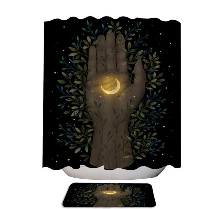 The Hand of the Moon Shower Curtains