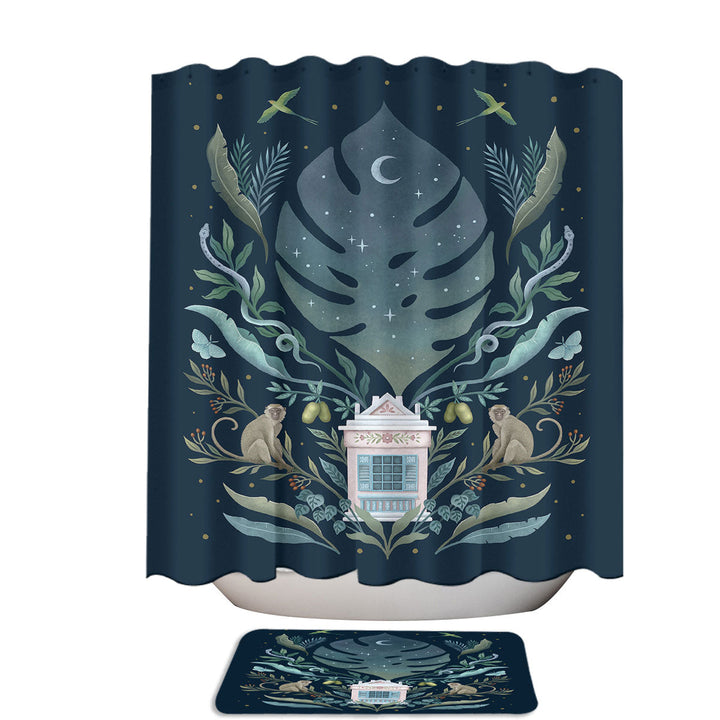 Tropical Night Monkey Shower Curtains