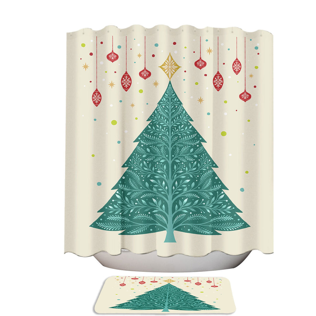 Vintage Christmas Tree Unique Shower Curtains