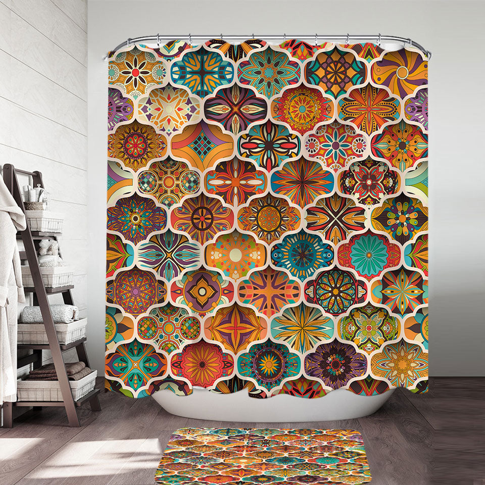 A Bunch of Colorful Moroccan Shower Curtains