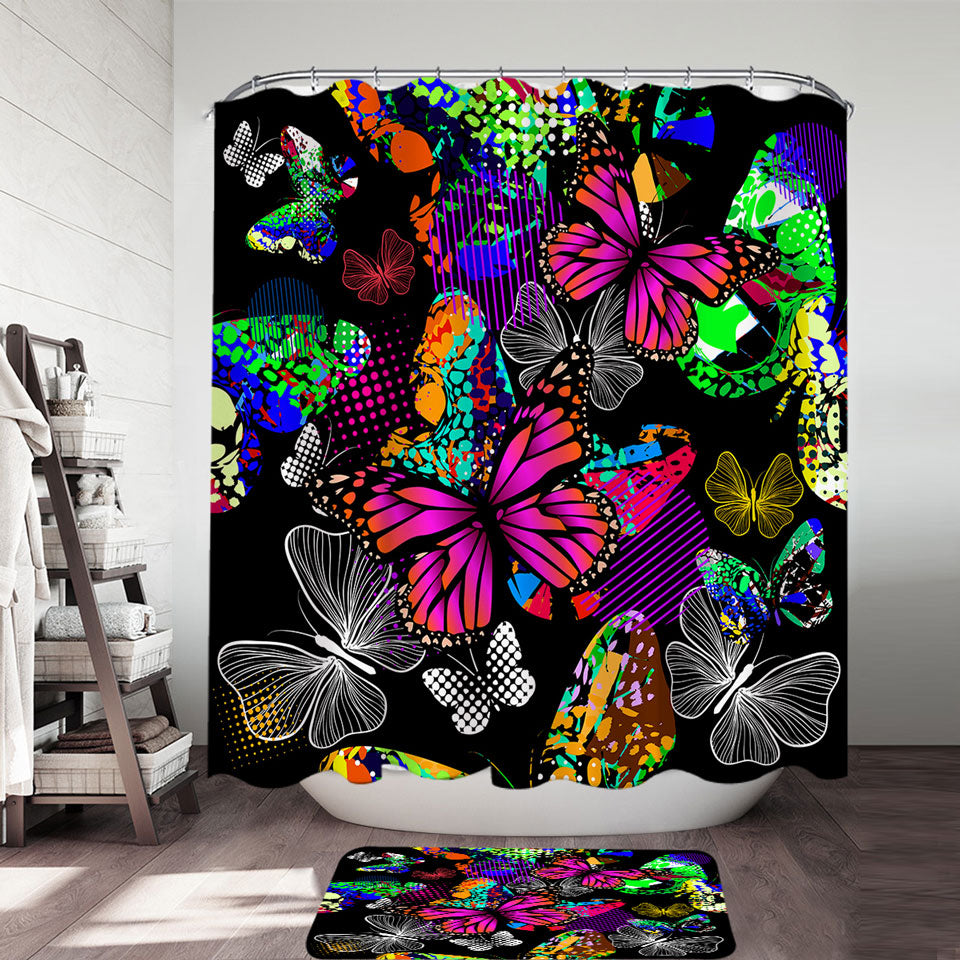 A Riot of Colorful Butterflies Unique Shower Curtains
