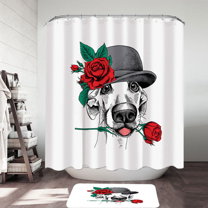 A Romantic Gentleman Dog Shower Curtain