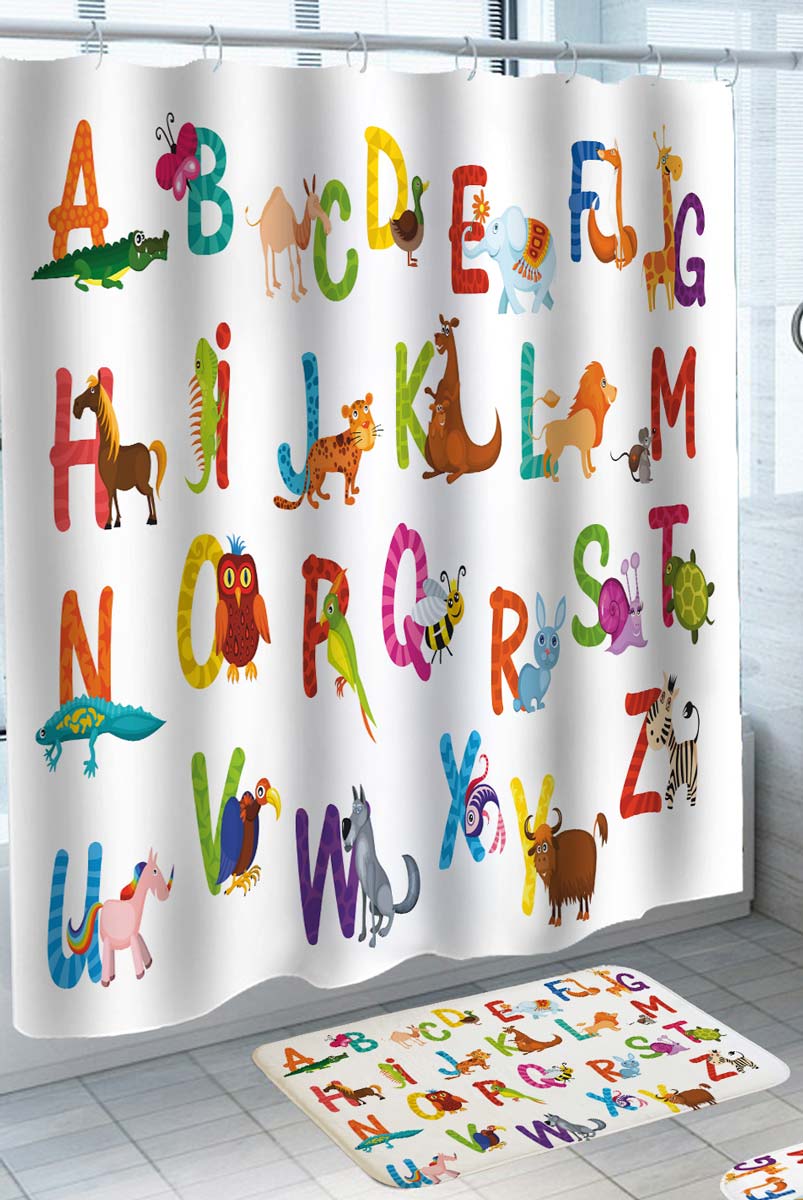 ABC Shower Curtain Alphabet Children Characters