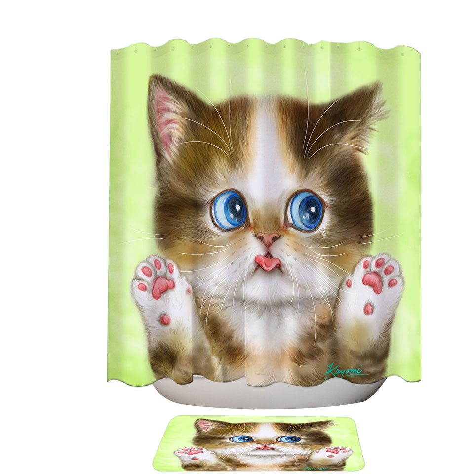 Adorable Innocent Baby Cat Shower Curtain for Kids