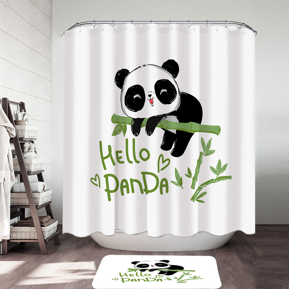 Adorable Little Panda Childrens Shower Curtains