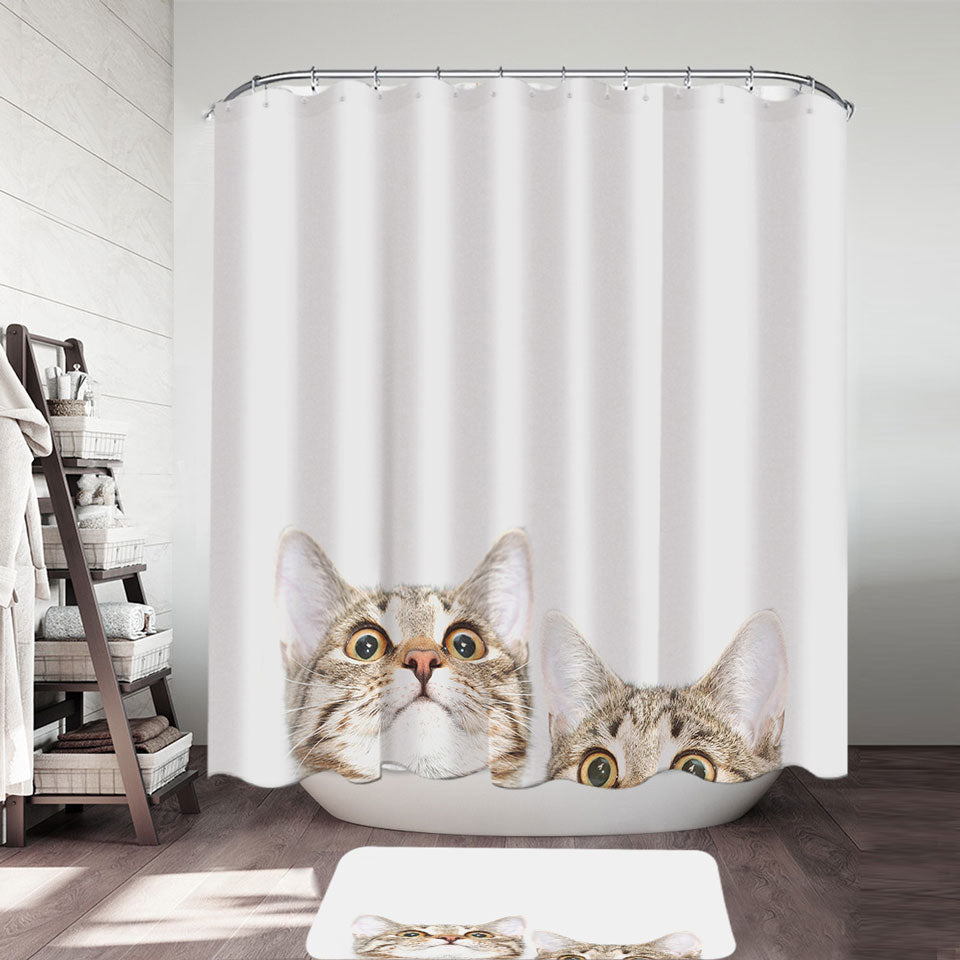 Adorable Peeking Cats Shower Curtain