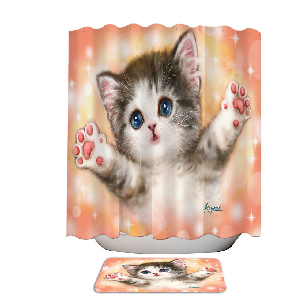 Adorable Shower Curtains Cute Kitty Cat Wants a Hug