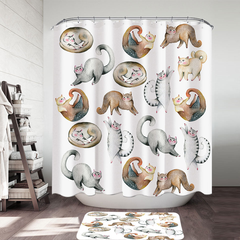 Adorable Shower Curtains with Cute Cats