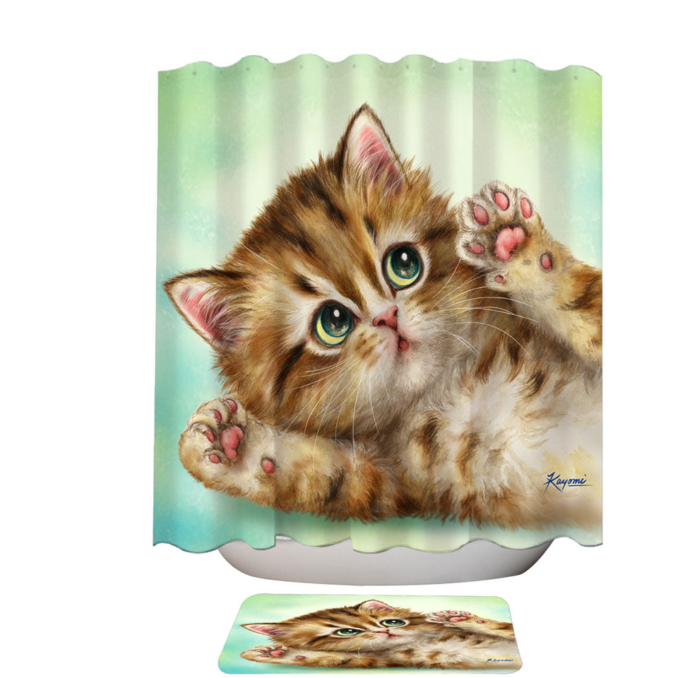 Adorable Shower Curtains with Kittens Art Relaxing Kitty Cat