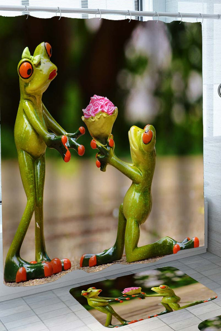 Adorable and Romantic Frog Shower Curtains for Couple