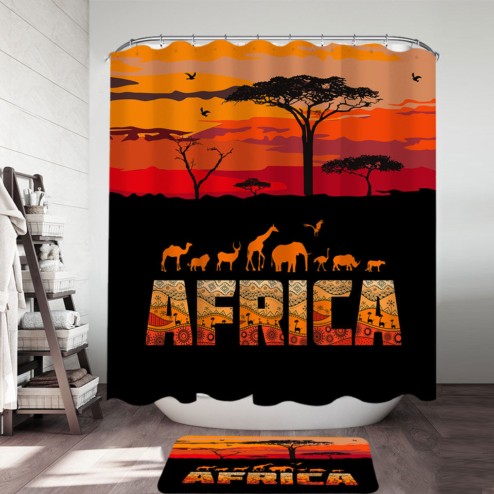 Africa Horizon and Animals Shower Curtains