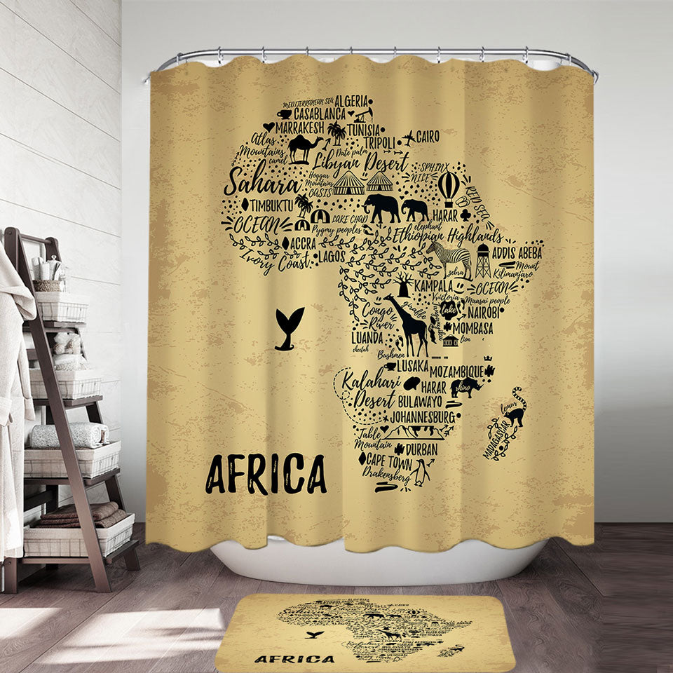 Africa Shower Curtain Features The African Continent