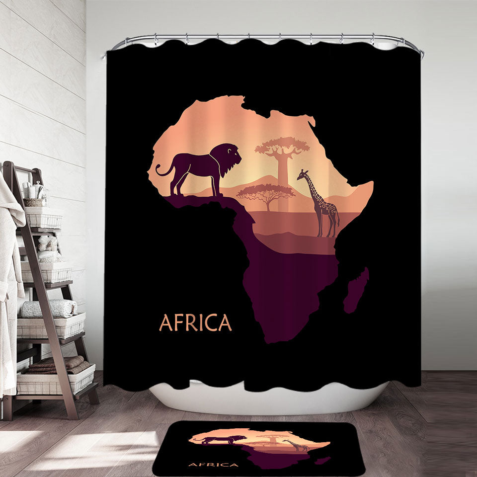 African Lion and Giraffe Shower Curtain