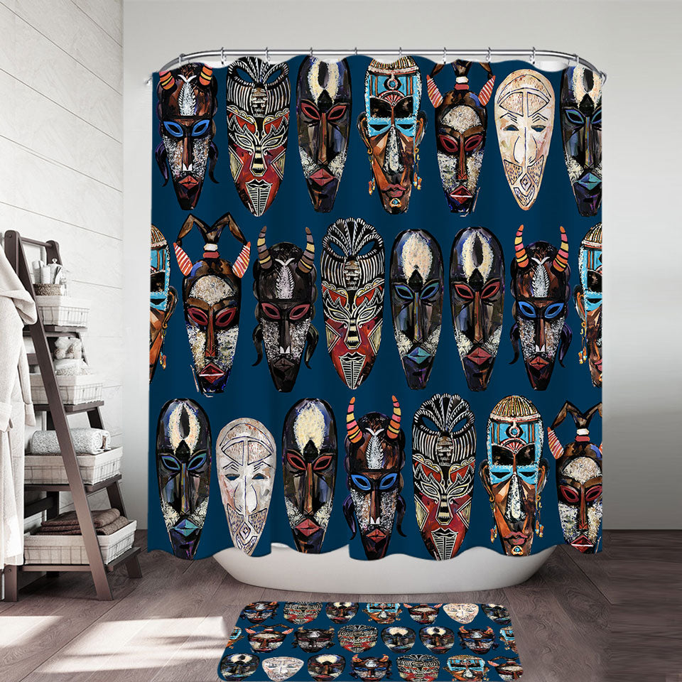 African Shower Curtain Masks