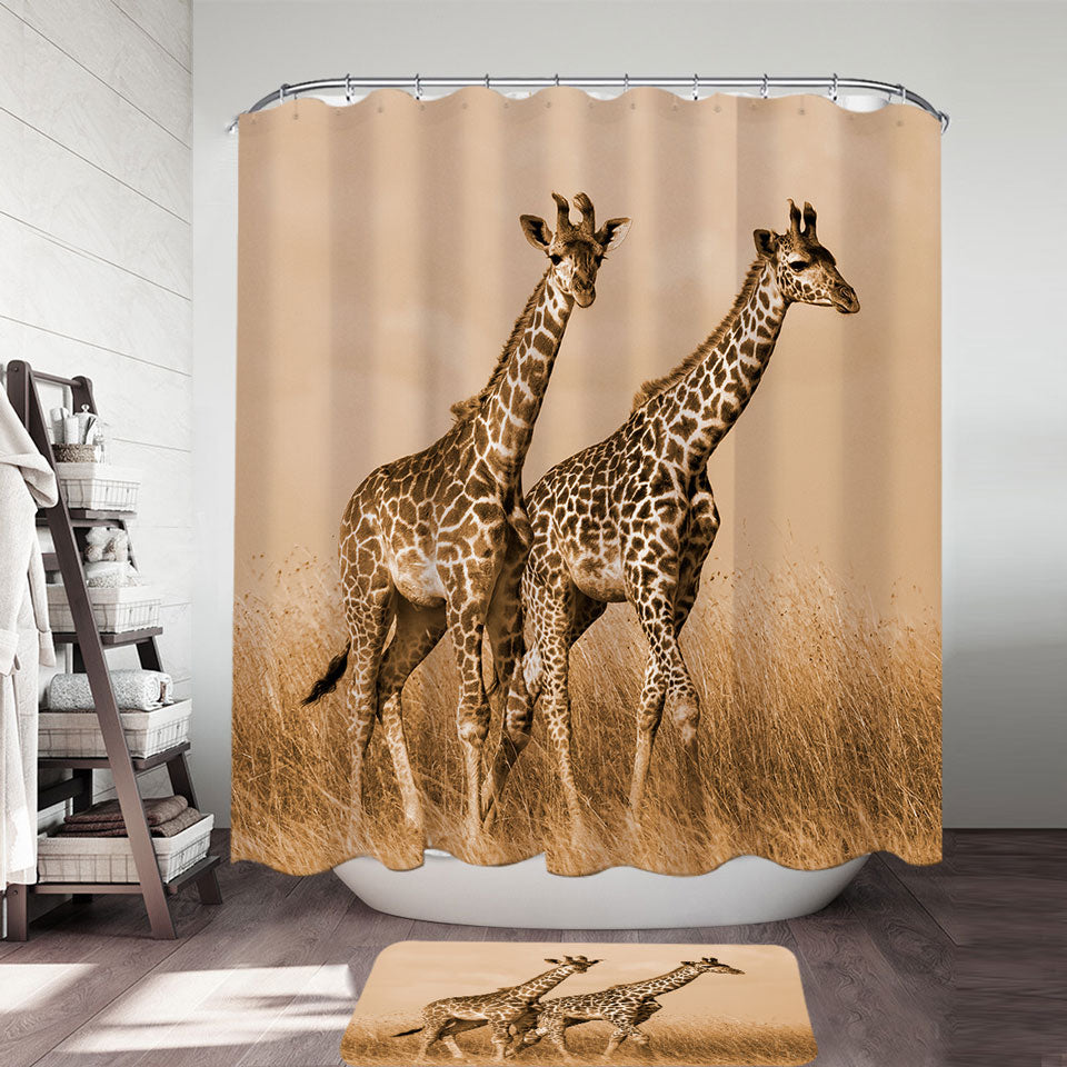 African Wildlife Wild Giraffes Shower Curtain