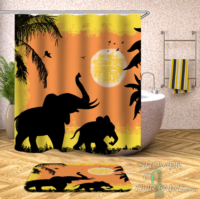 African Elephants Shower Curtain