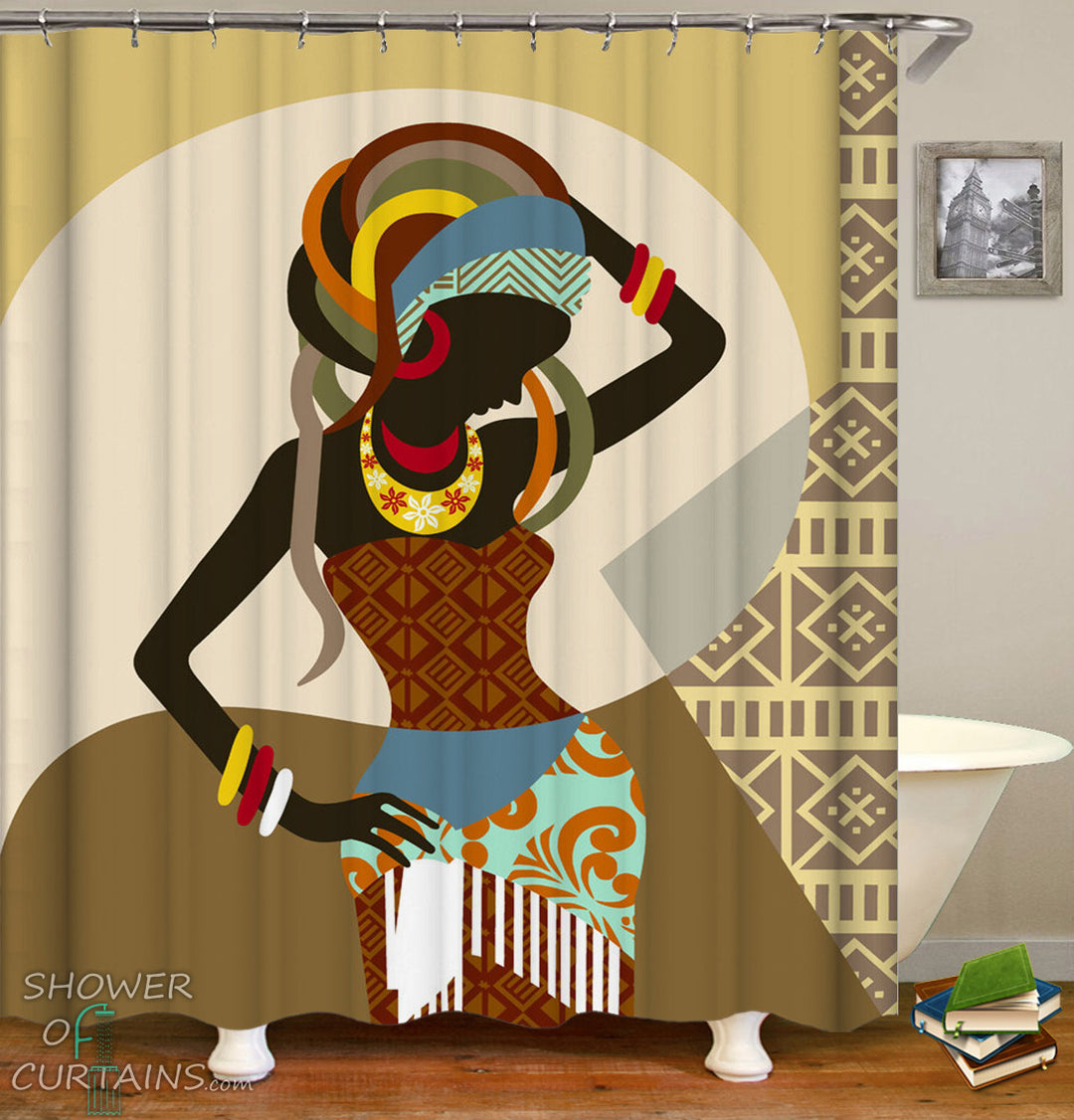 African Woman Shower Curtain - Traditional Dress
