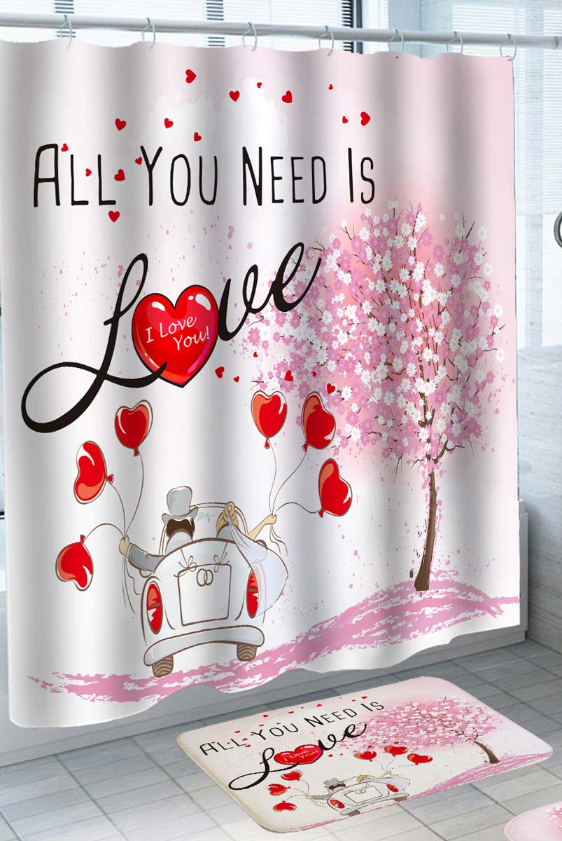 All You Need is Love Just Married Shower Curtains