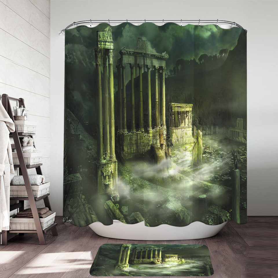 Ancient Fantasy Art Shower Curtain Ruined Temple