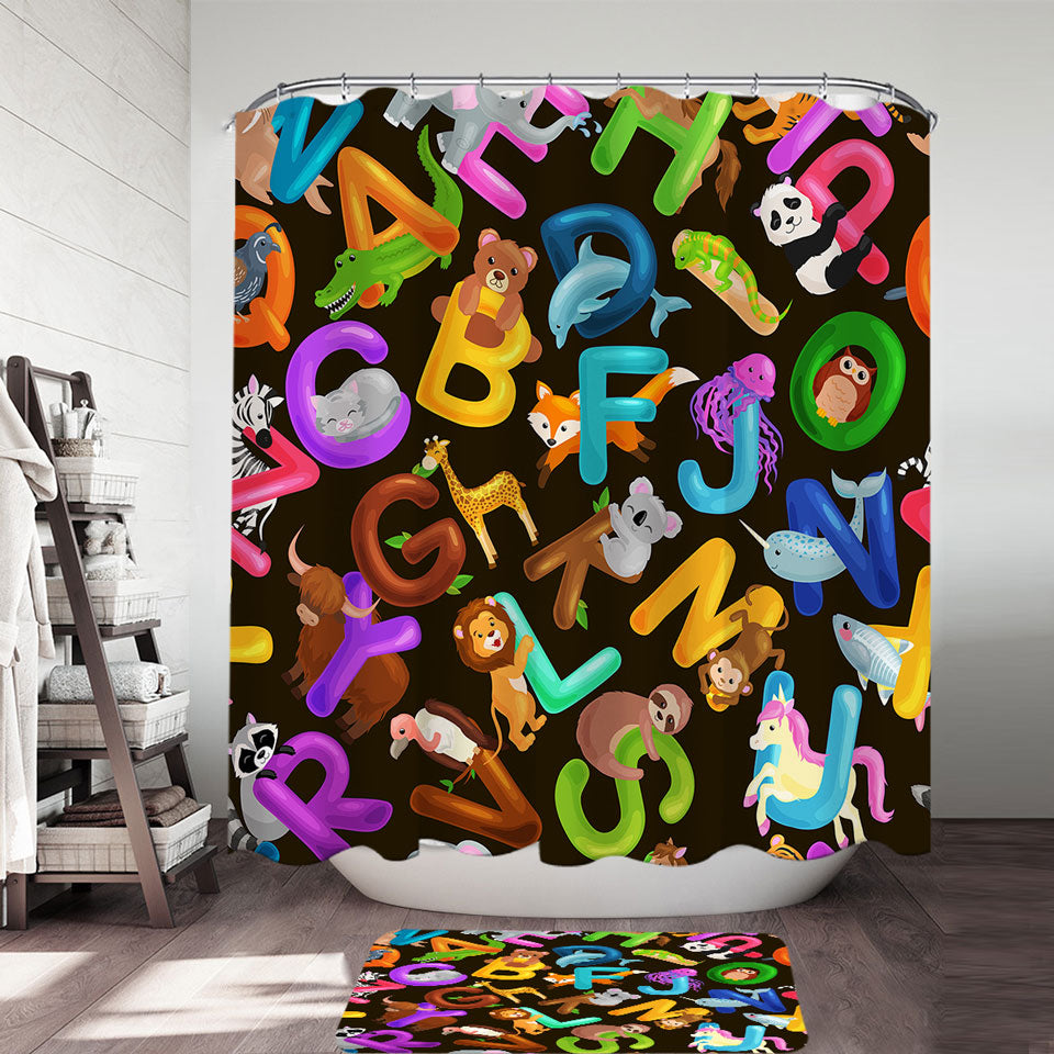 Animal Alphabet Shower Curtain for Kids