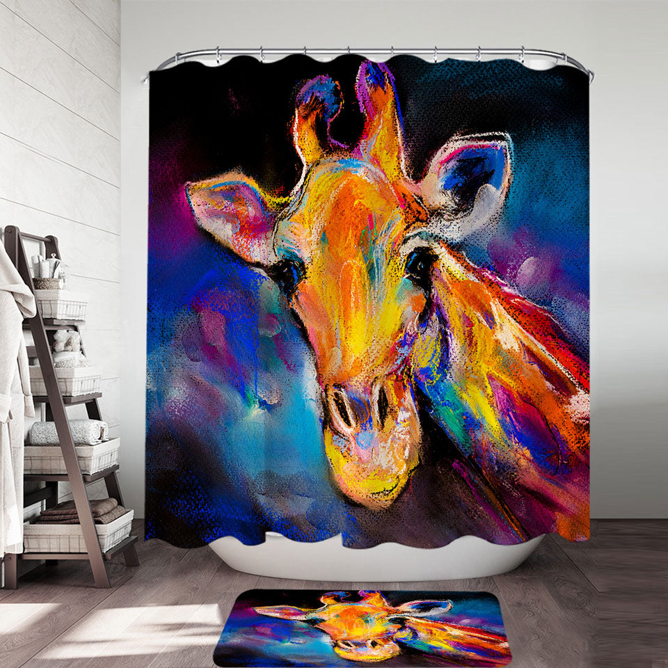 Animal Shower Curtain Art Painting Giraffe Shower Curtain