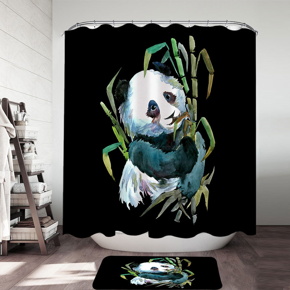 Animal Shower Curtain Art Painting Panda