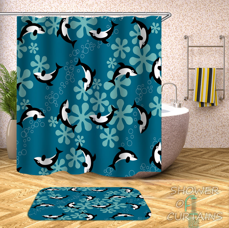 Animal Shower Curtain - Pattern Of Whales Shower curtain