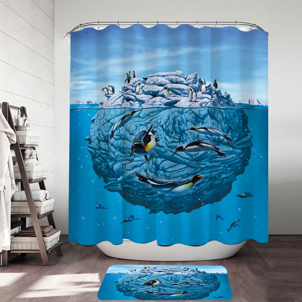 Animals Art Colony of Penguins Shower Curtain