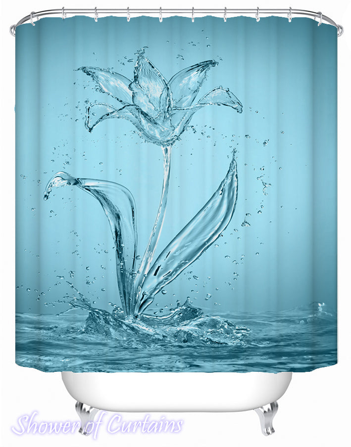 Aqua Rose shower curtains design