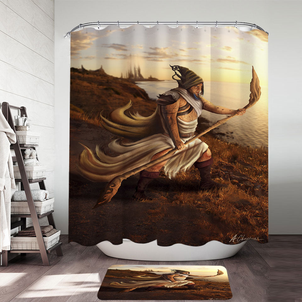 Arcturios Fantasy Art Warrior Cool Shower Curtains
