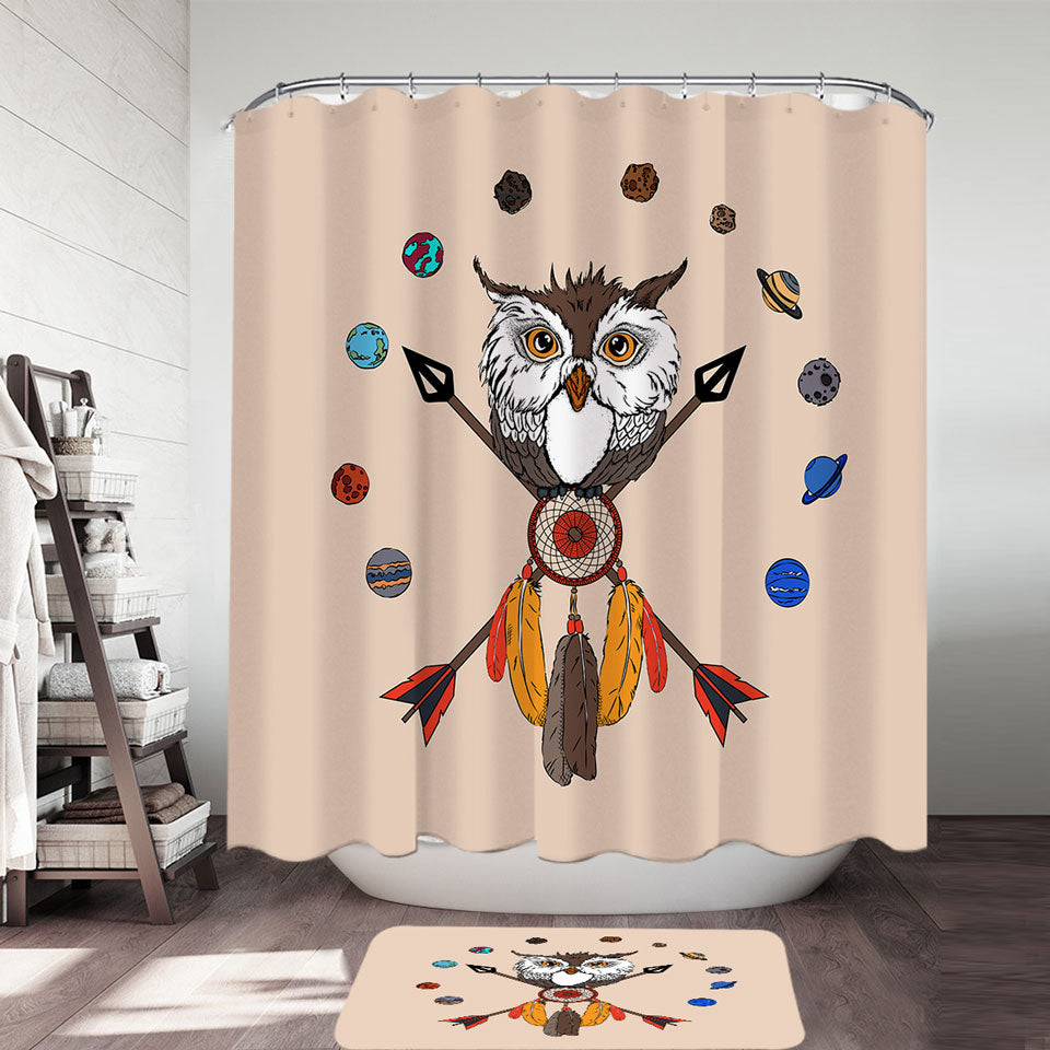Arrows Dream Catcher and Owl Shower Curtains