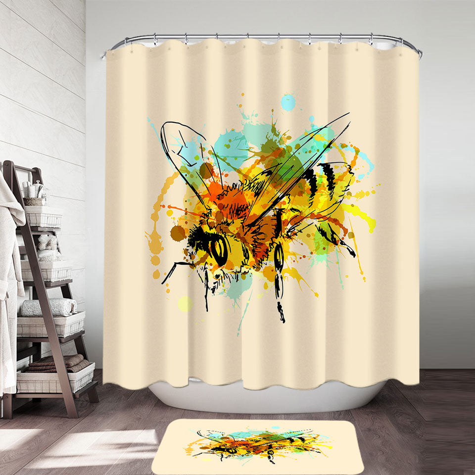 Art Drawing Bee Shower Curtain