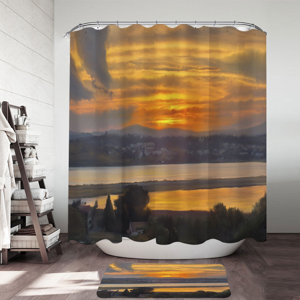 Art Painting Corfu Sunset Shower Curtain
