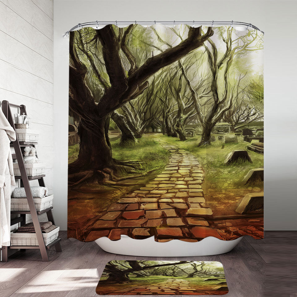 Art Painting Forest Shower Curtain Scary Path