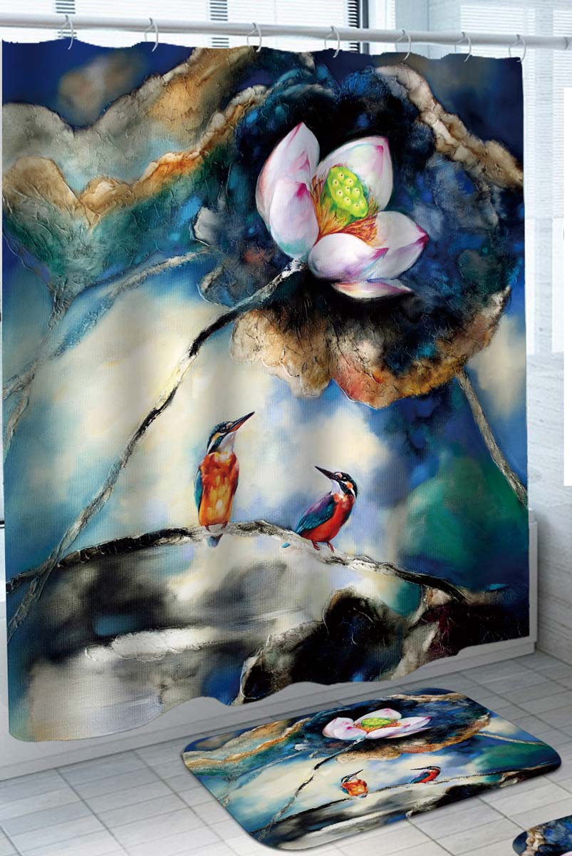Art Painting Hummingbird and Lotus Flower