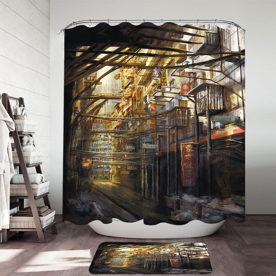 Art Painting Kowloon City Shower Curtains