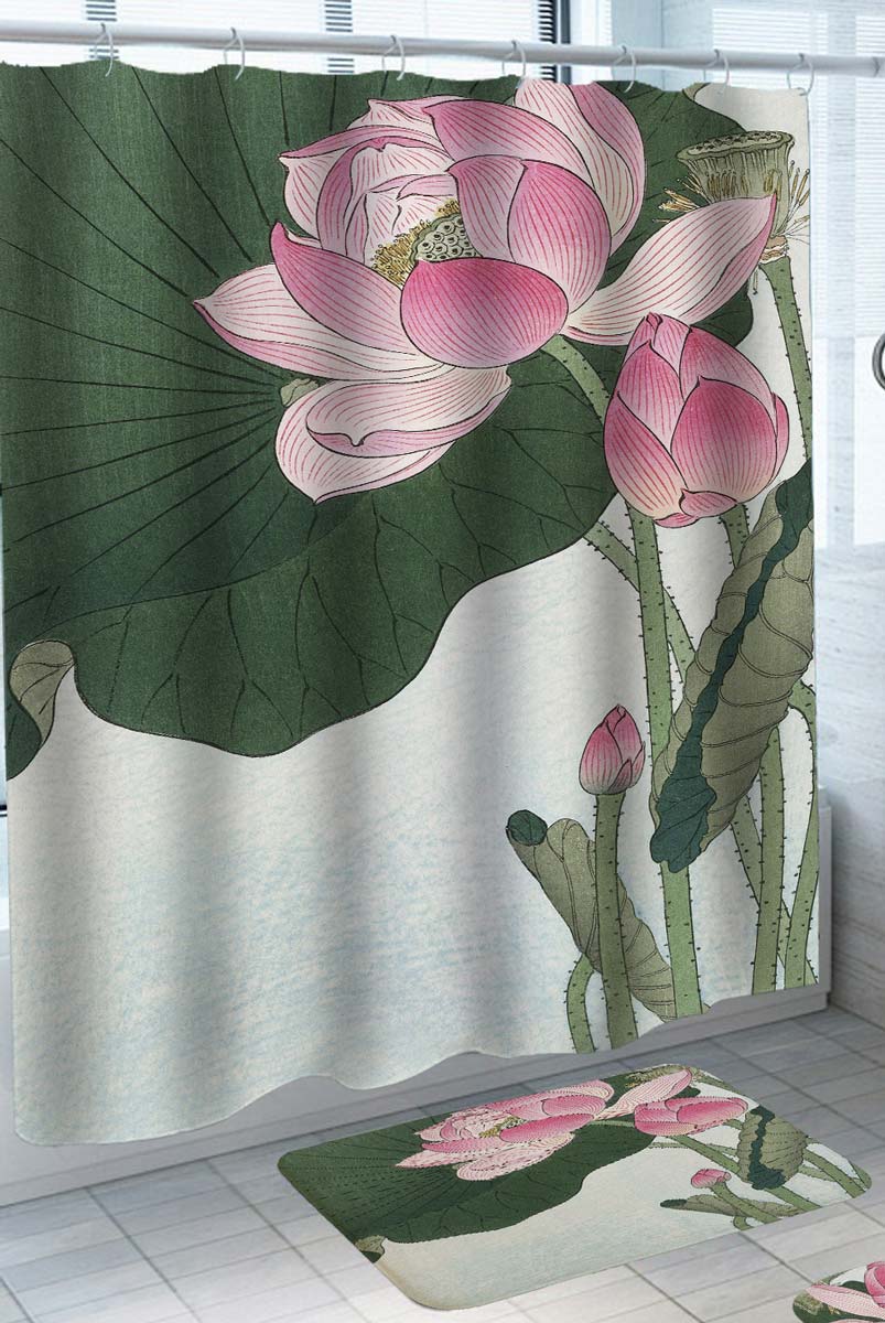 Art Painting Pink Lotus Shower Curtain