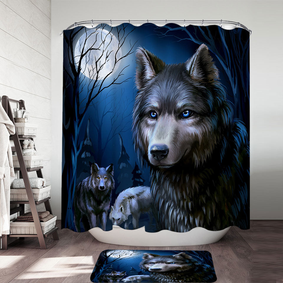 Art Painting Wolves Shower Curtains for Men
