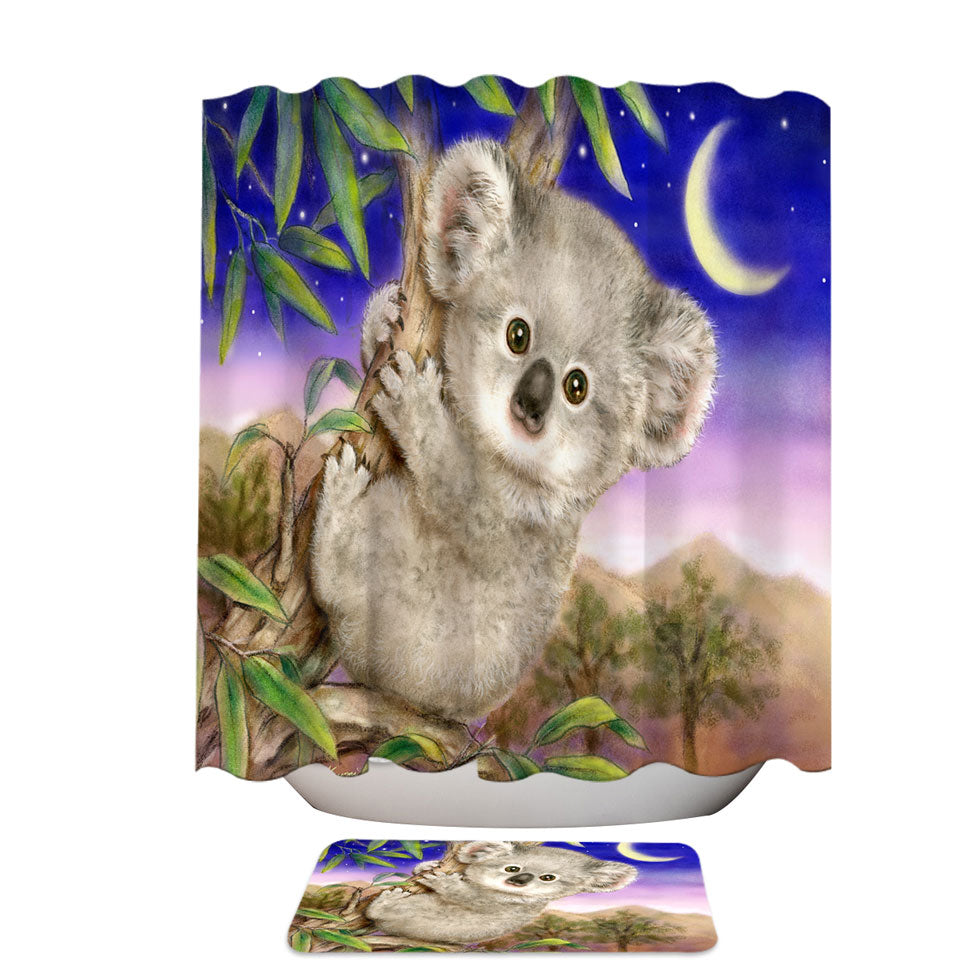 Art Painting for Kids Baby Koala Shower Curtain