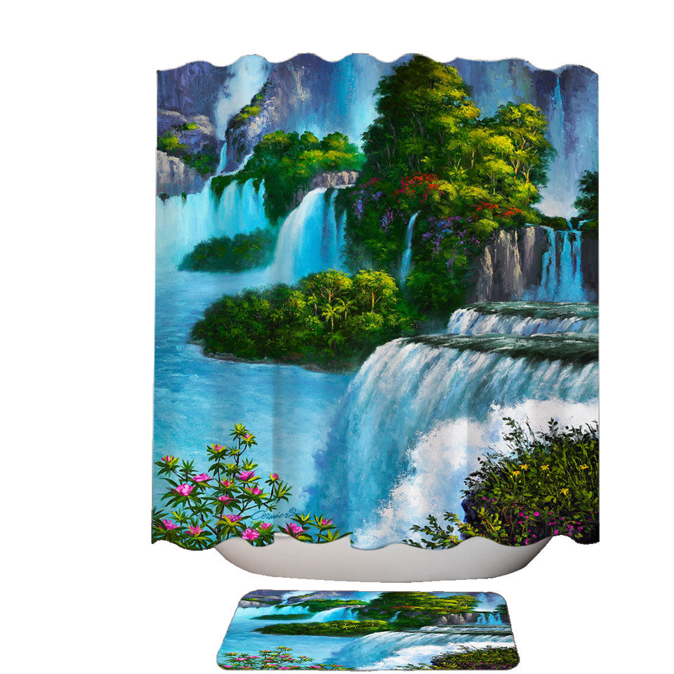 Art Painting of Nature Paradise Falls Shower Curtain