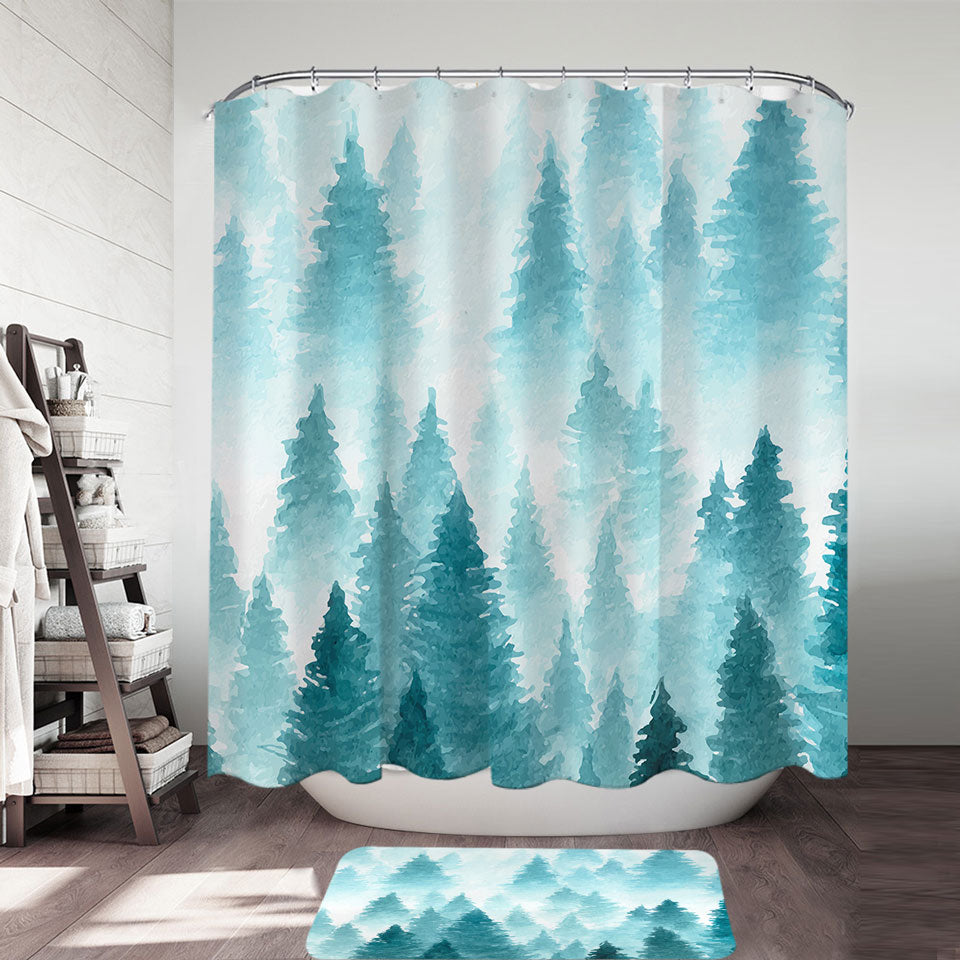 Art Painting of Pine Forest Shower Curtain