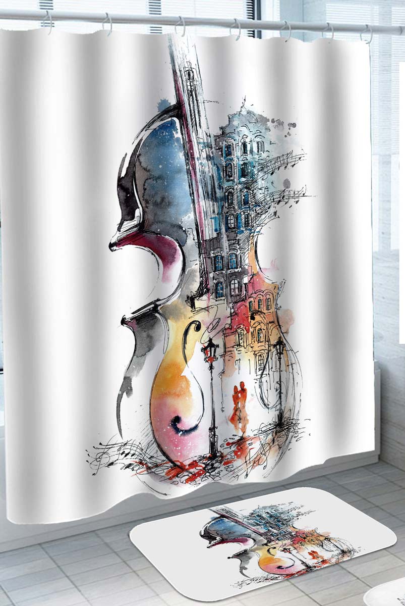 Art Painting on Violin Shower Curtain