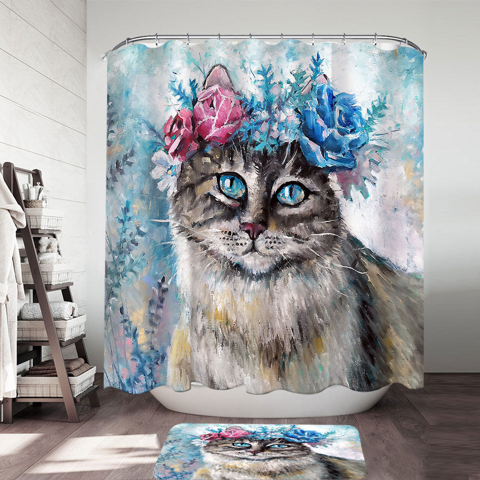 Art Shower Curtain Painting Cat