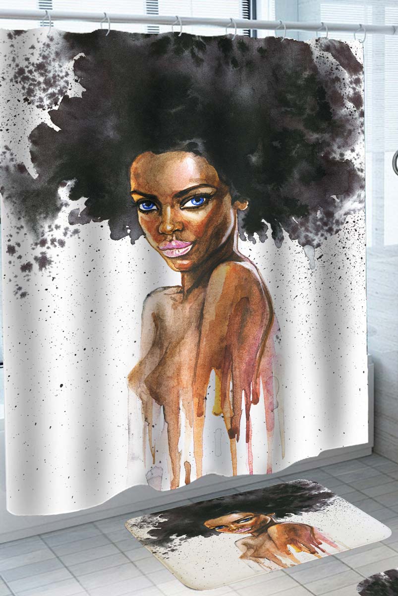 Art Work Stunning Afro Black Girl Shower Curtain