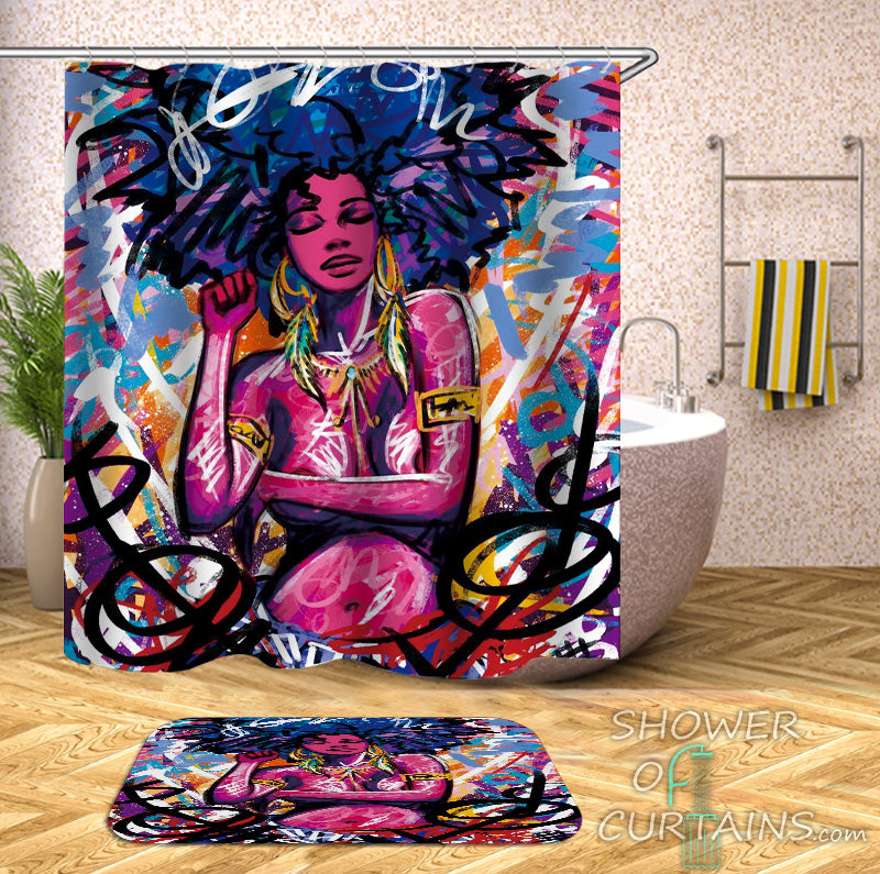 Art Colorful Shower Curtains of Crazy Colors African Beauty